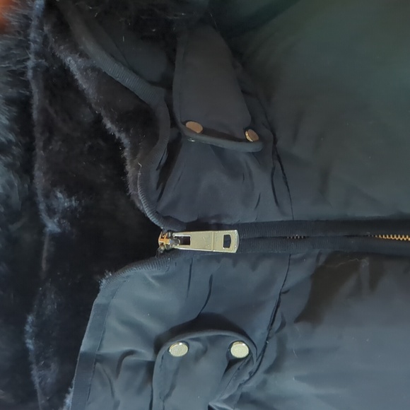 Zara Black Puffer Hoodie Coat with Belt Medium/Large - Picture 8 of 8